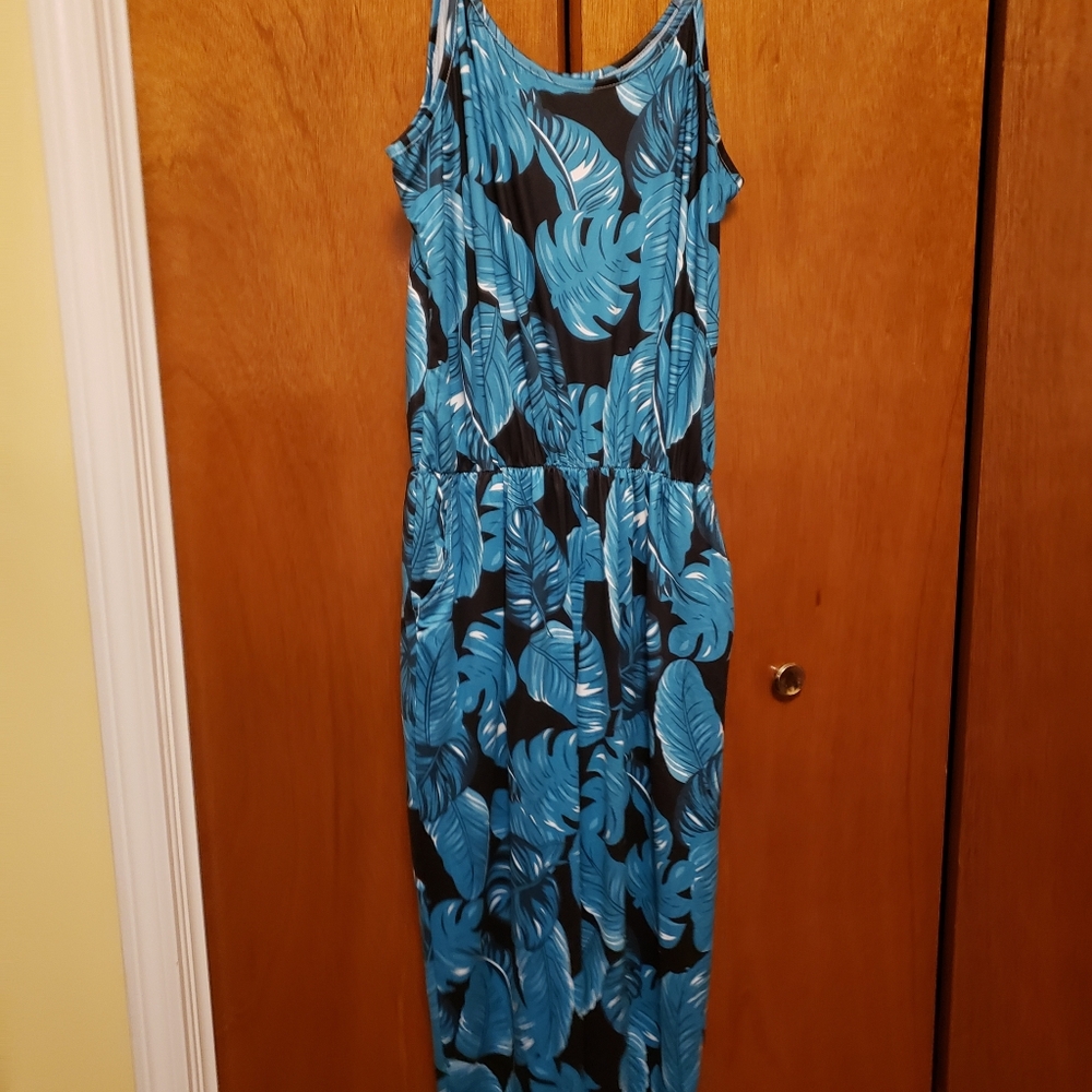 Palm print pant jumpsuit